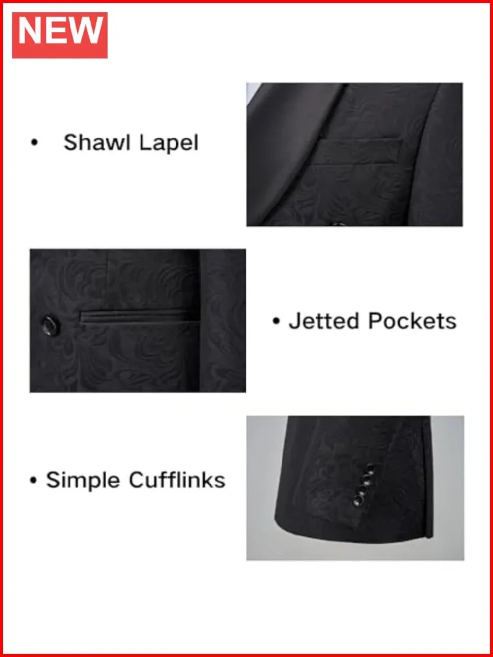 Slim Fit Double Breasted Men's 2 Piece Suit with Bow Tie - Paisley Jacquard